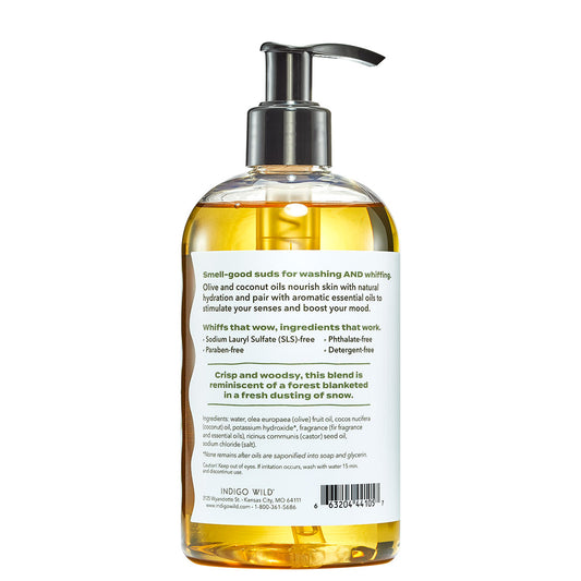 Hand soap bottle with pump and label on a white background