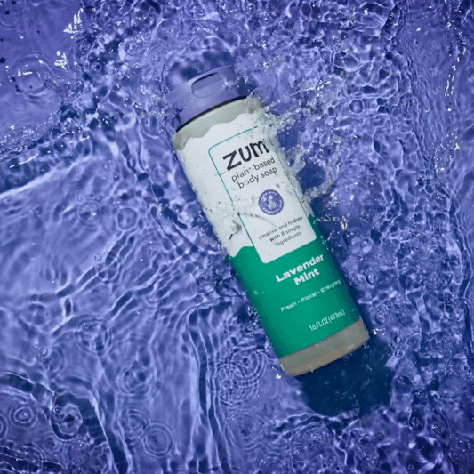 Lavender Mint Body Soap falling into purple water