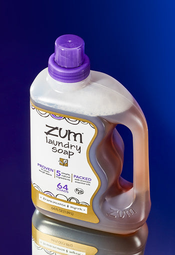 32 oz Laundry Soap bottle with purple water background