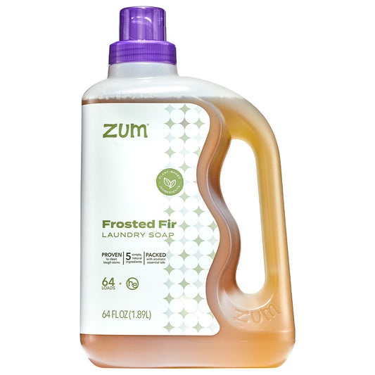 Zum Frosted Fir laundry soap bottle on a white background