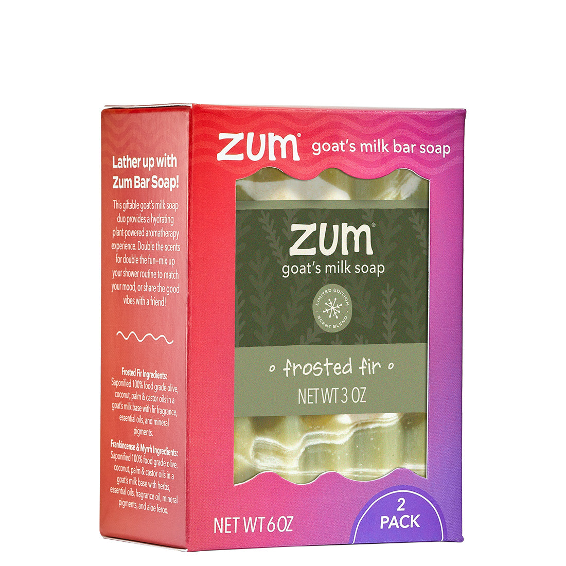 Frosted Fir Zum Bar Goat's Milk Soap in holiday box.