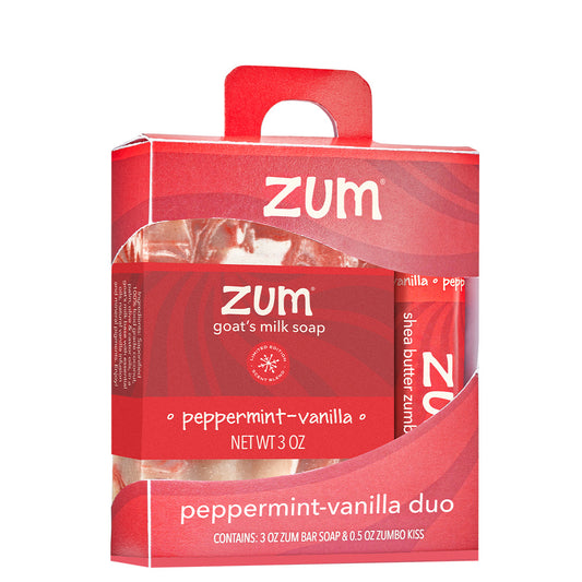 Red gift box packed with one Zum Bar Soap and one Zumbo Lip Balm